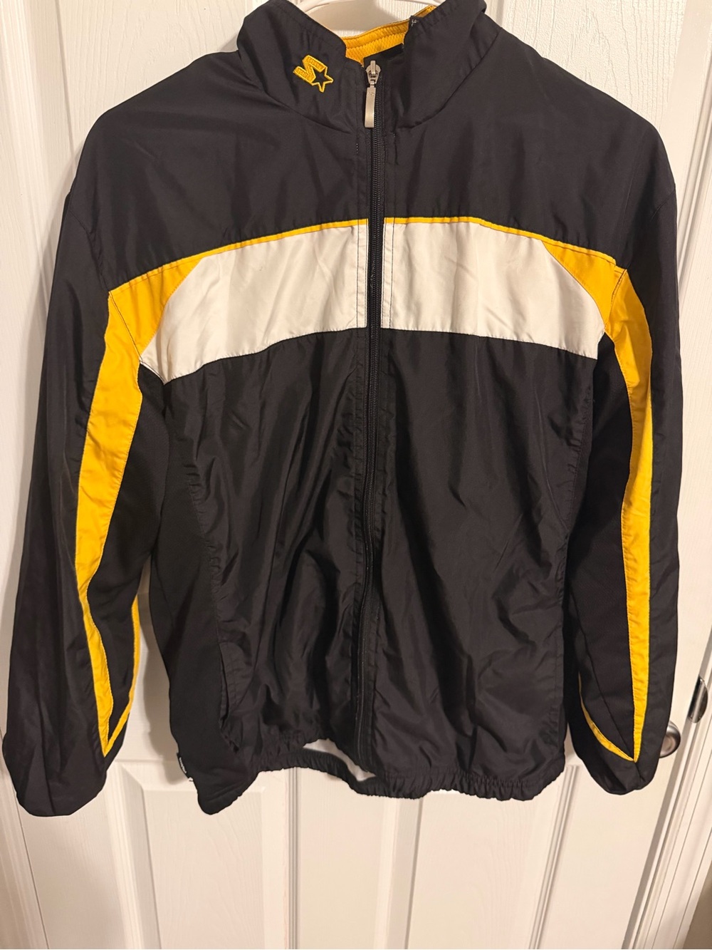Vintage STARTER Black, Yellow & White Men's Windbreaker Jacket
